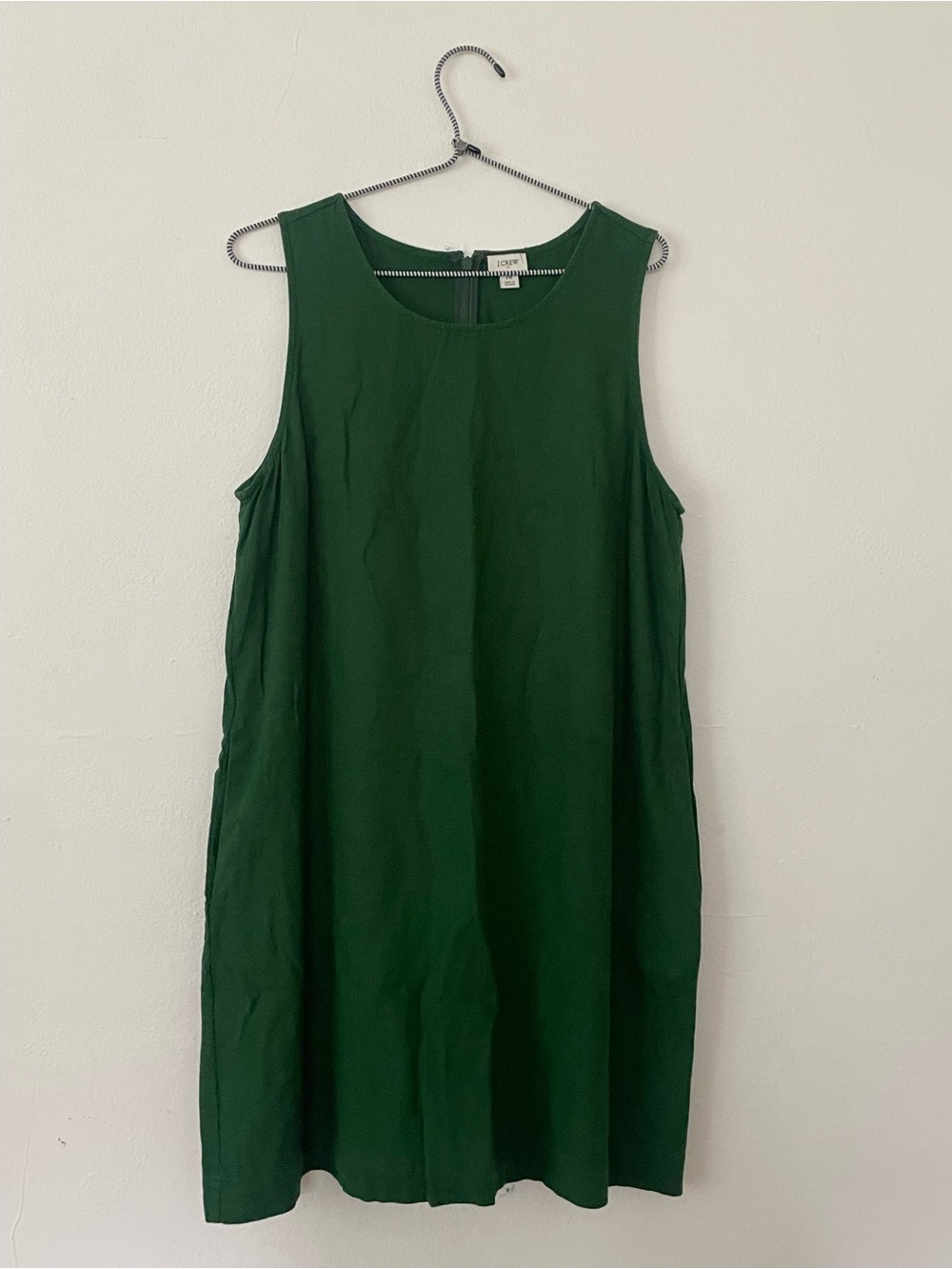 J.Crew Forest Green Shift Linen Dress